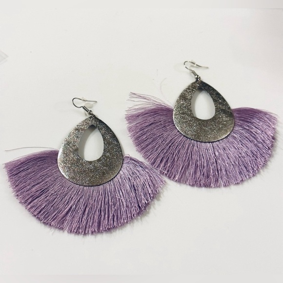 $15 EACH Silver Teardrop Tassel Earrings / Pick Your Color / 7 to Choose From - Picture 7 of 7